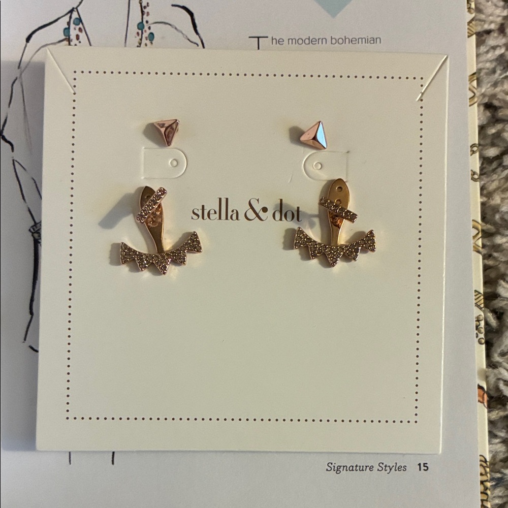 Stella & Dot Rose Gold Geometric Earrings